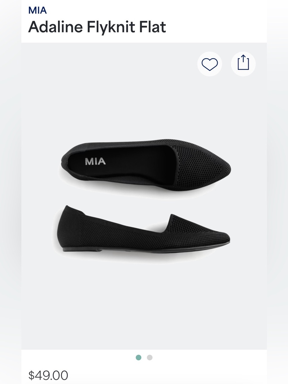 MIA Adaline Flyknit Flat — Black Pointed Toe Loafer